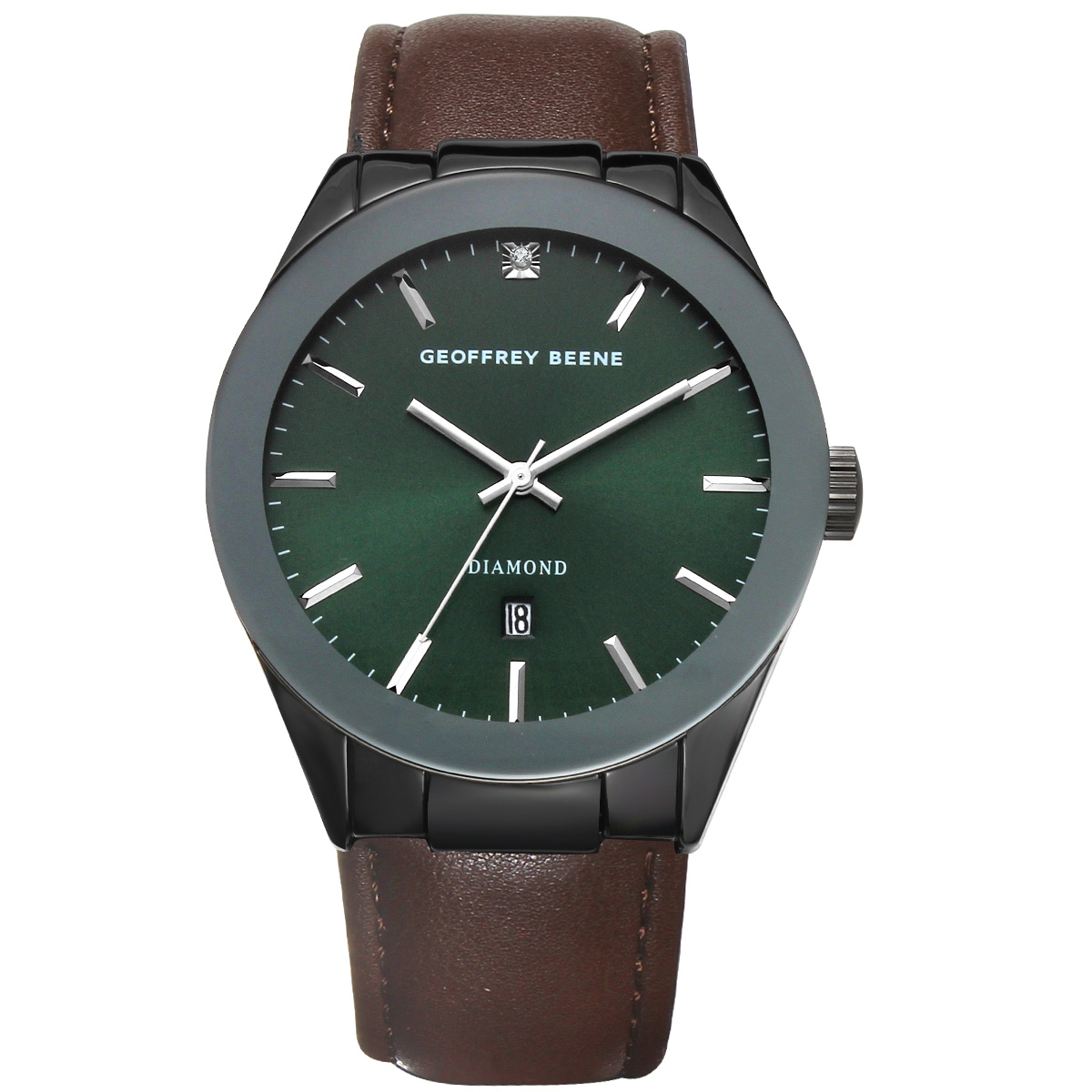 Mens Geoffrey Beene Gunmetal-Tone Green Dial Watch - GBA0029GU