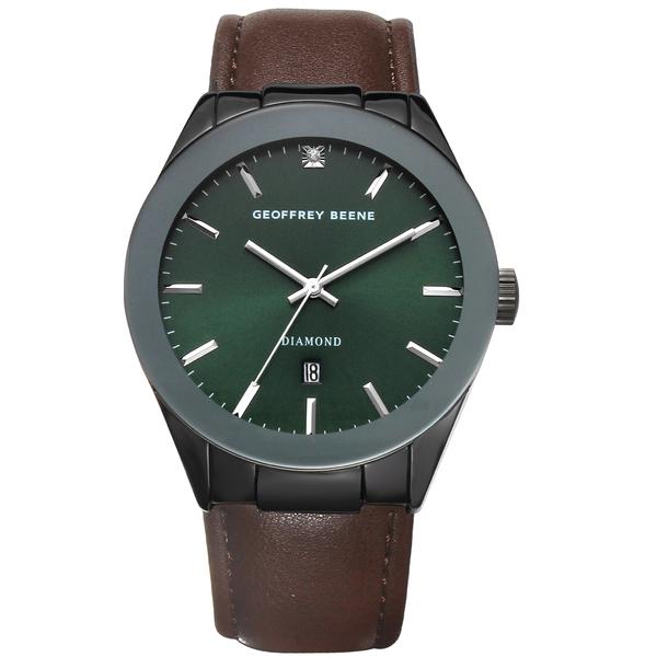 Mens Geoffrey Beene(R) Gunmetal-Tone Green Dial Watch - GBA0029GU
