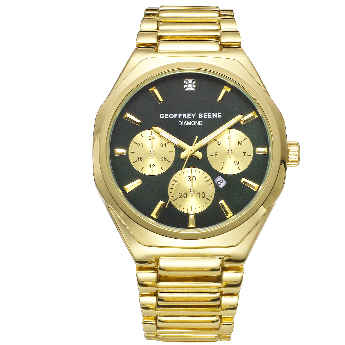 Mens Geoffrey Beene Gold-Tone Diamond Dial Watch - GBA0034GD