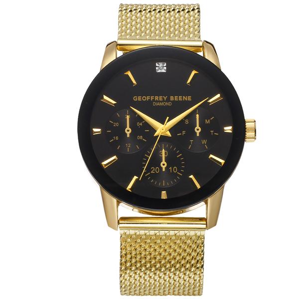 Mens Geoffrey Beene(R) Genuine Diamond Bezel Watch - GBA0035GD