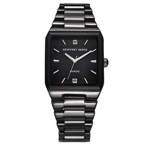 Mens Geoffrey Beene(R) Gunmetal-Tone Black Dial Watch - GBA0043GU