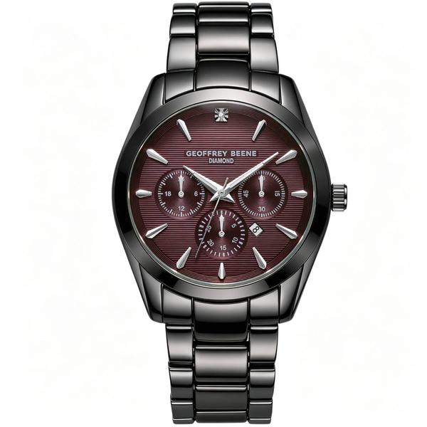 Mens Geoffrey Beene(R) Black Diamond Dial Bracelet Watch-GBA0056GU
