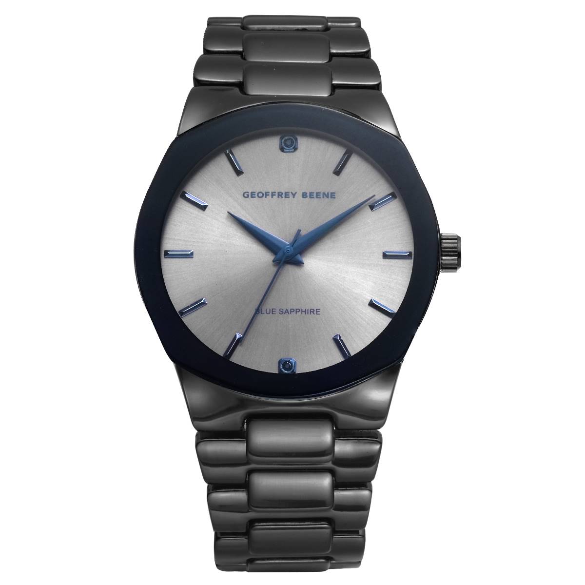 Mens Geoffrey Beene(R) Gunmetal-Tone Blue Sapphire Watch-GBB0016GU