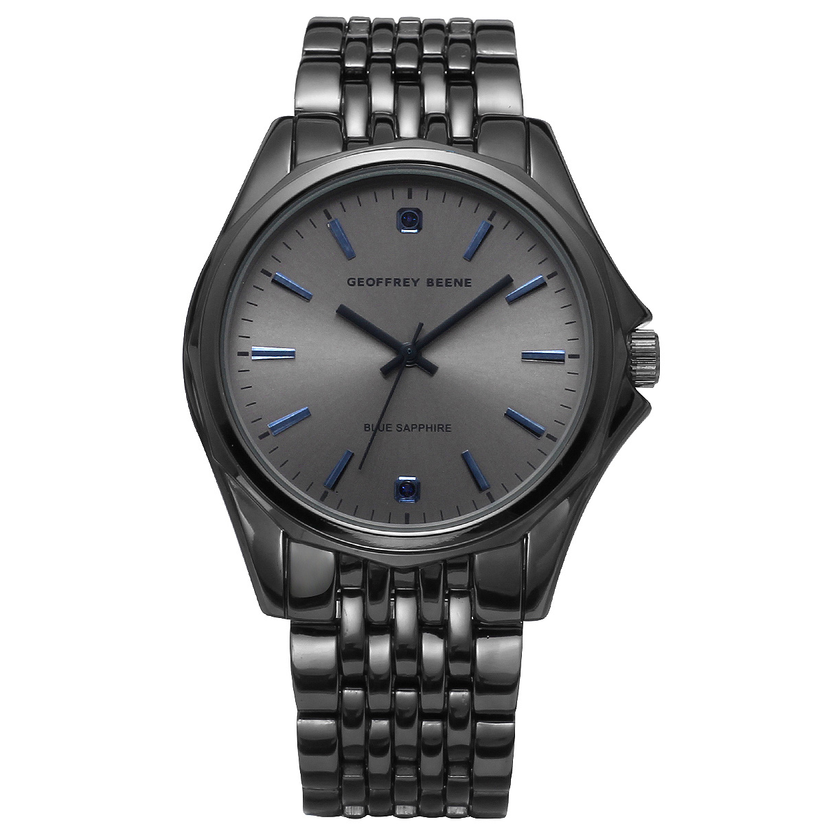 Mens Geoffrey Beene Gunmetal-Tone Blue Sapphire Watch - GBB0028GU