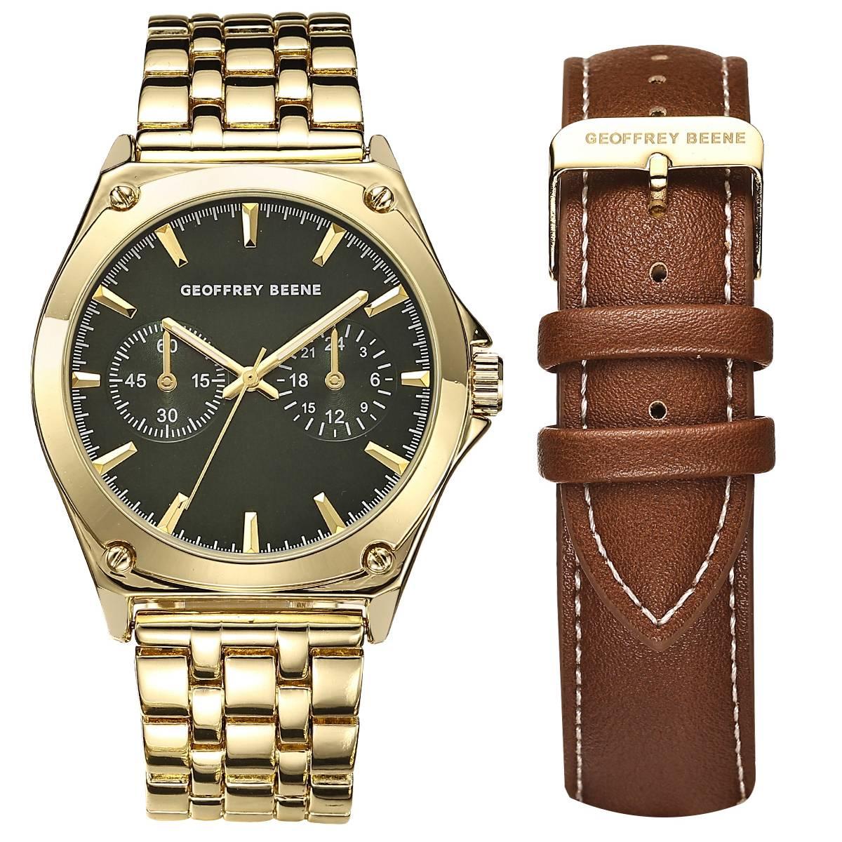 Mens Geoffrey Beene Gold-Tone Watch Set - GBS8106GDBN 30$