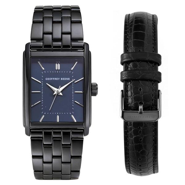 Mens Geoffrey Beene Gunmetal-Tone Blue Dial Watch Set - GBS8109GU