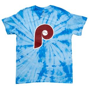 Mens MLB Phillies Tie Dye Short Sleeve Tee - Blue