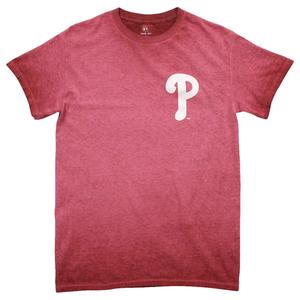 Mens MLB Phillies Short Sleeve Ombre Chest Logo Tee