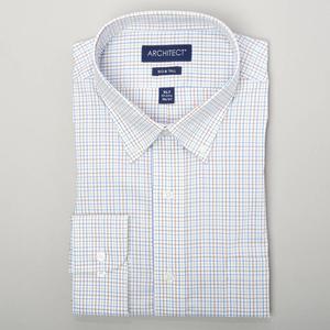 Mens Big & Tall Architect(R) Tall Fit Plaid Dress Shirt-Blue/Taupe