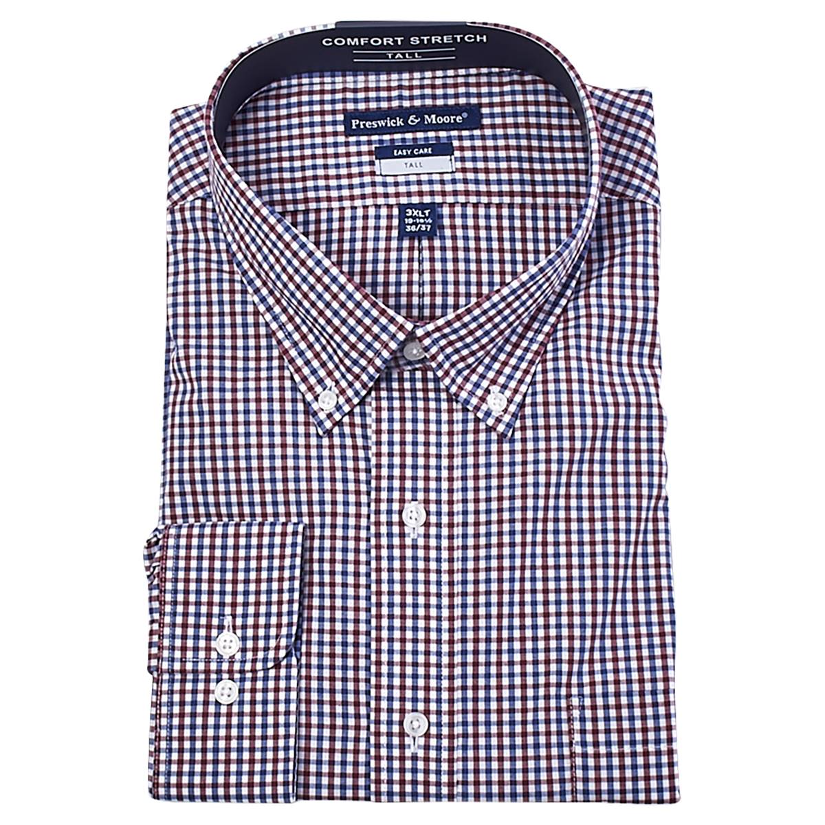 Mens Big & Tall Preswick & Moore Plaid Dress Shirt - Blue/Red