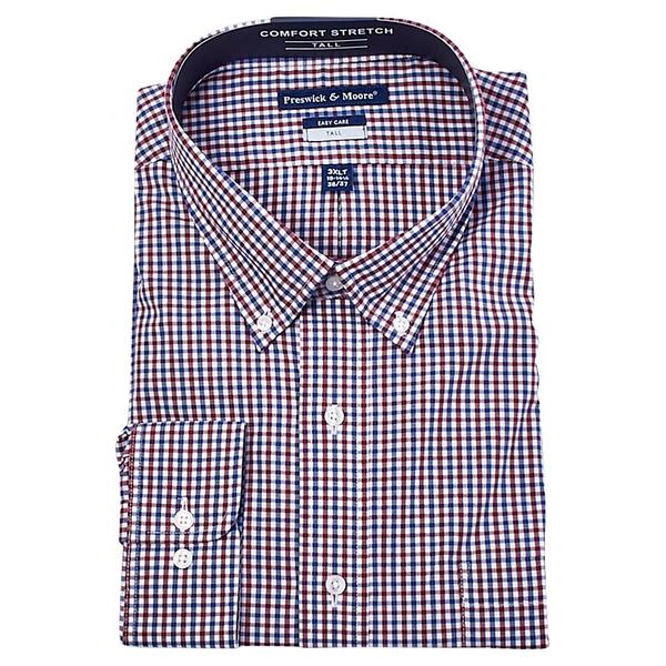 Mens Big & Tall Preswick & Moore(R) Plaid Dress Shirt - Blue/Red