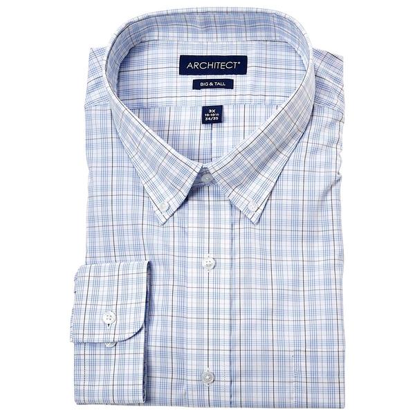 Mens Big Architect(R) High Performance Dress Shirt-Blue/Grey Plaid