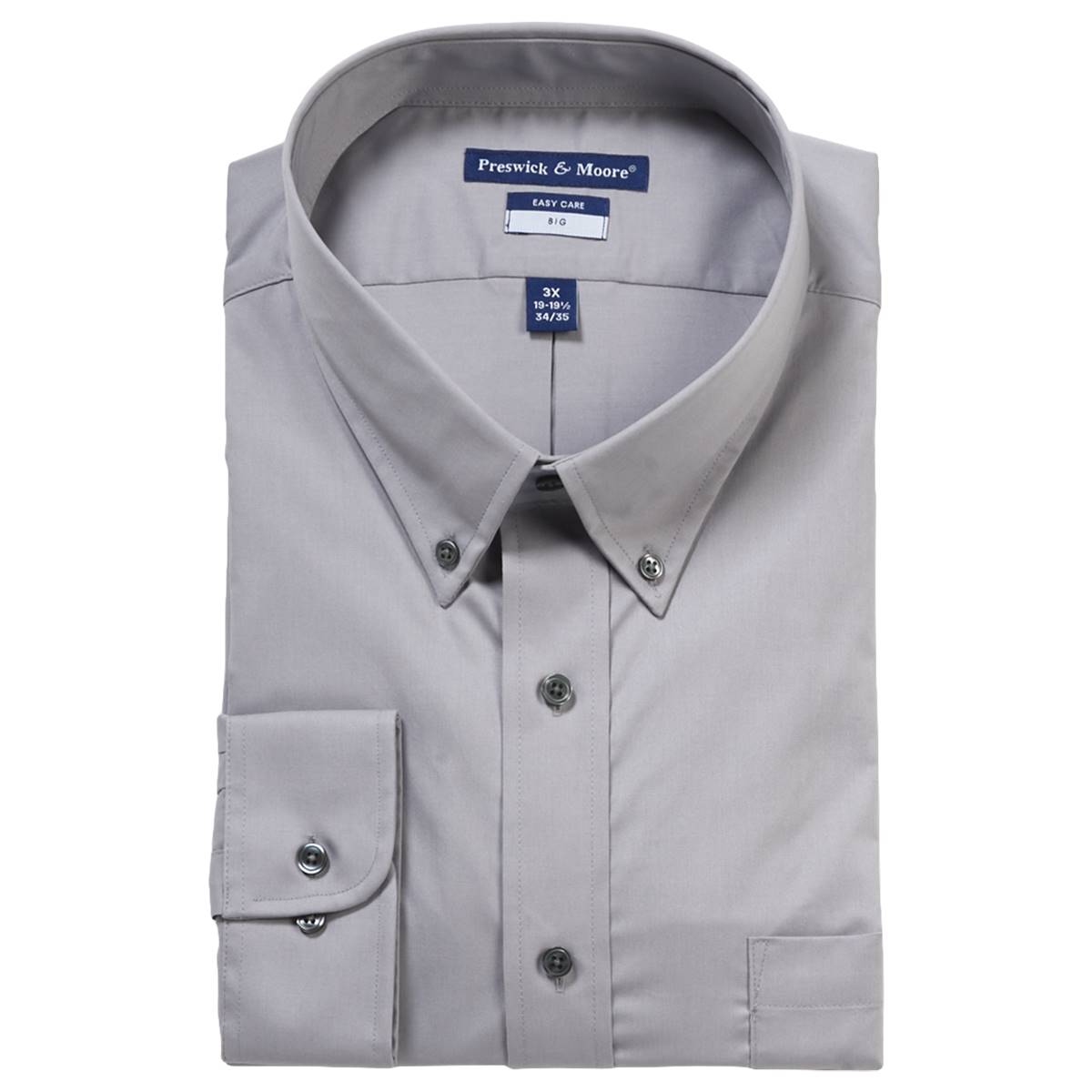 Mens Big Preswick & Moore(R) Comfort Stretch Dress Shirt - Grey