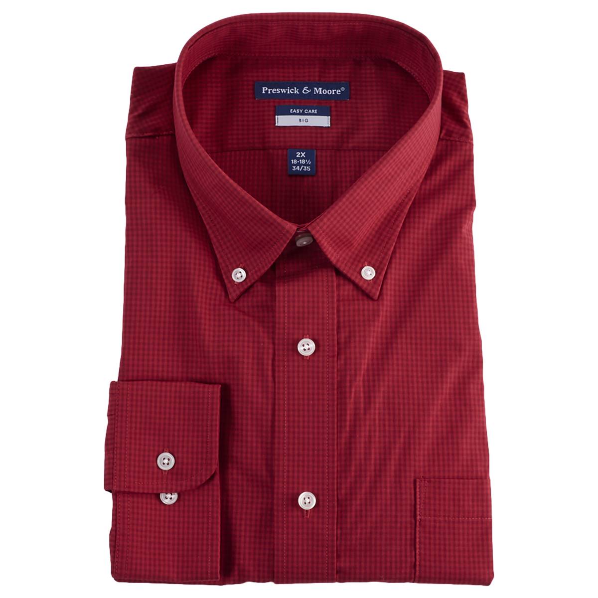 Mens Big & Tall Preswick & Moore(R) Checkered Dress Shirt - Red