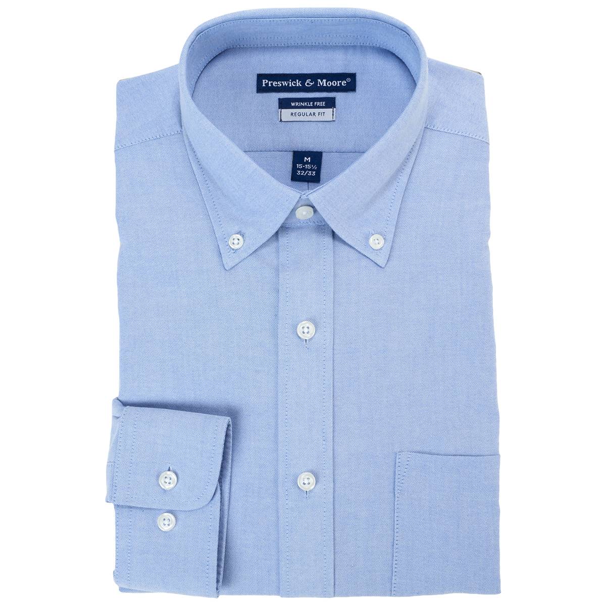 Mens Preswick & Moore(R)Regular Fit Oxford Dress Shirt - Light Blue