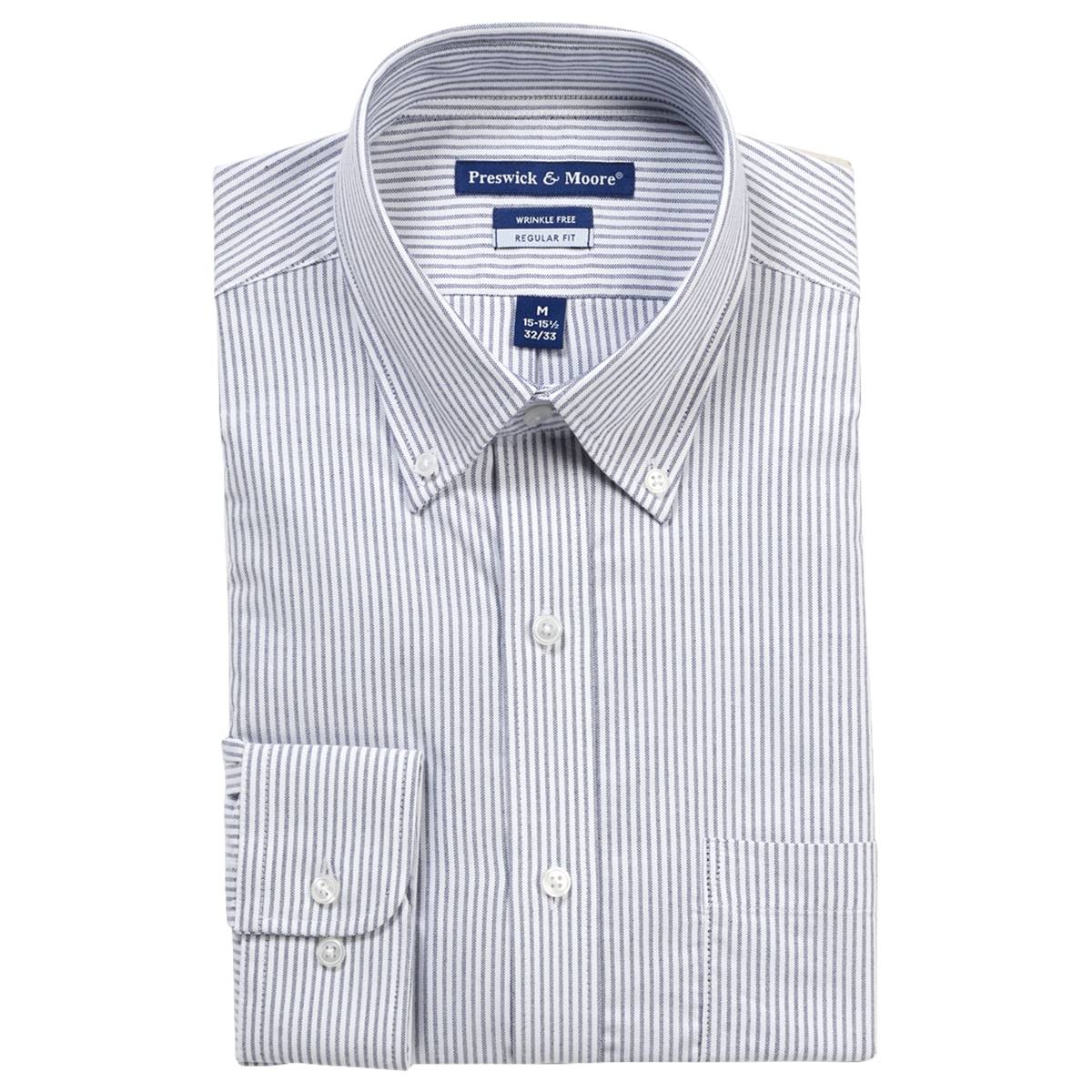 Mens Preswick & Moore(R) Regular Fit Oxford Dress Shirt - Blue