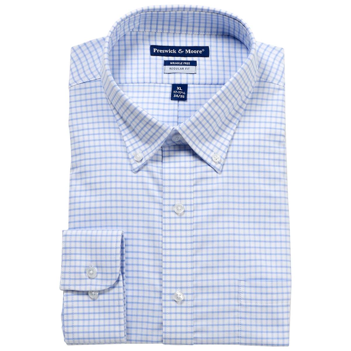 Mens Preswick & Moore(R) Regular Fit Oxford Dress Shirt -Blue/White