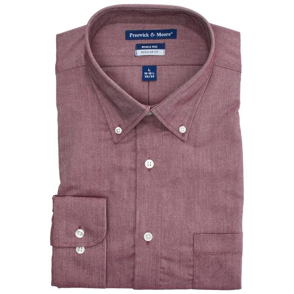 Mens Preswick & Moore(R) Regular Fit Oxford Dress Shirt - Burgundy