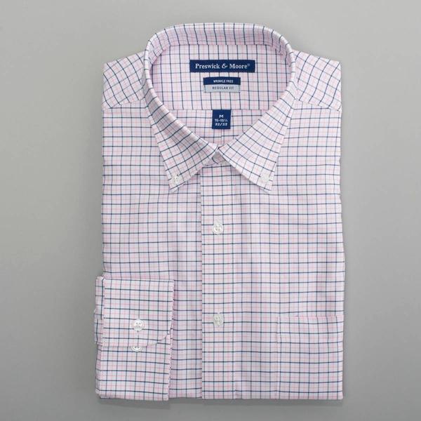 Mens Preswick & Moore(R) Regular Fit Plaid Dress Shirt - Pink/Blue