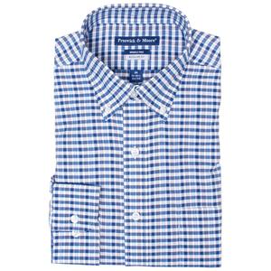 Mens Preswick & Moore(R) Check Oxford Dress Shirt - Blue/Grey