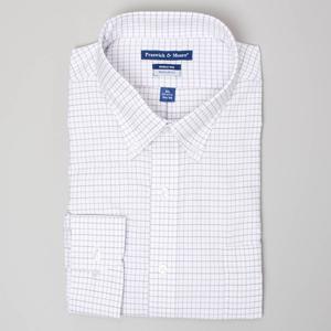 Mens Preswick & Moore(R) Check Oxford Dress Shirt - White/Grey