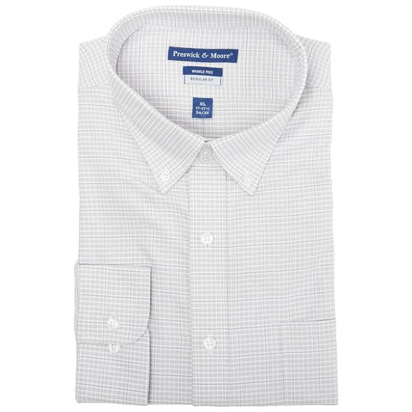 Mens Preswick & Moore(R) Regular Fit Dress Shirt - Grey Plaid