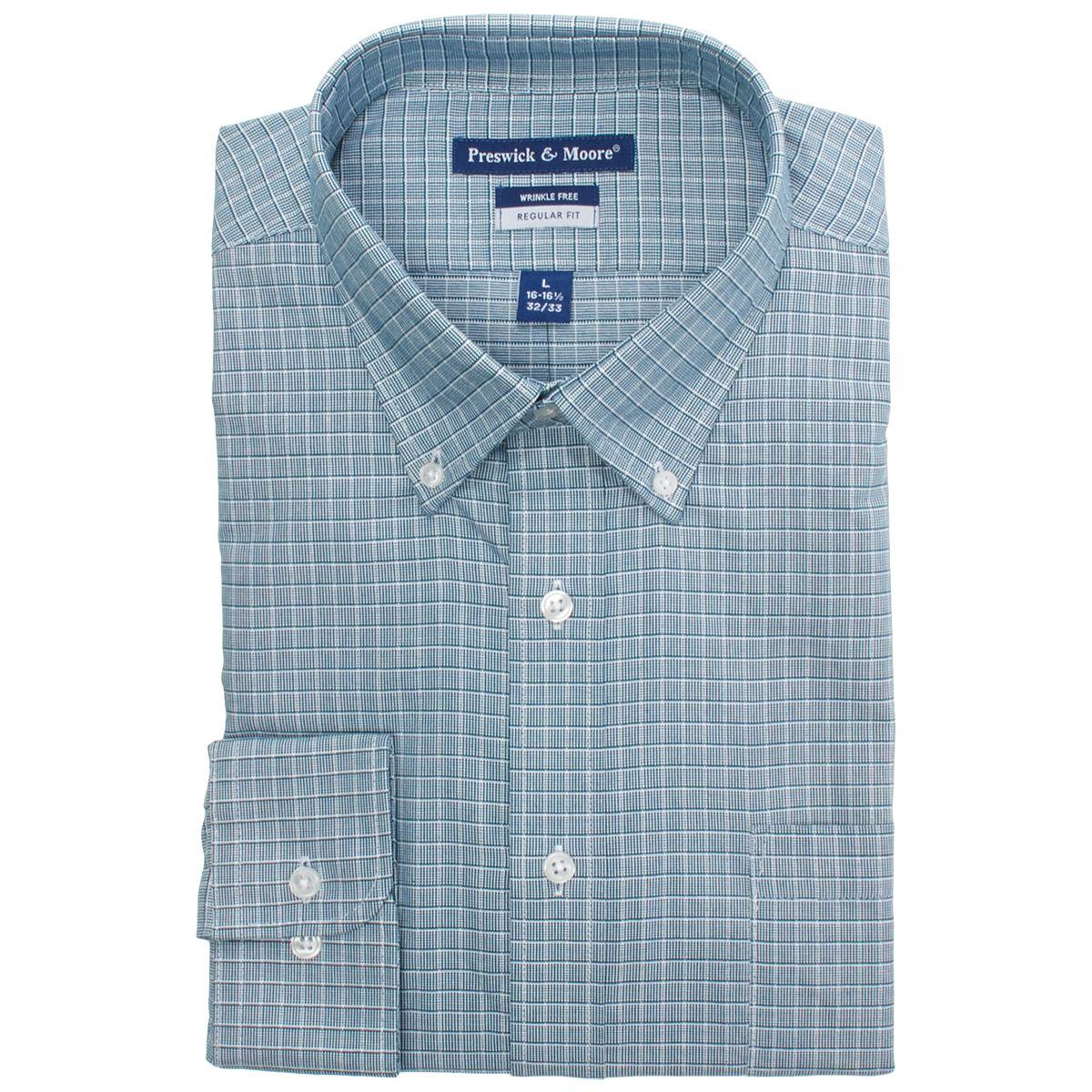 Mens Preswick & Moore(R) Oxford Dress Shirt - Green/White