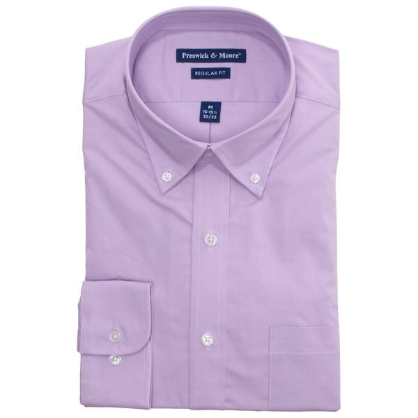 Mens Preswick & Moore(R) Regular Fit Cotton Dress Shirt - Lilac