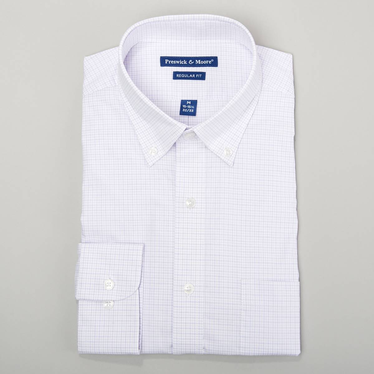 Mens Preswick & Moore(R) Luxury Lavender & White Plaid Dress Shirt