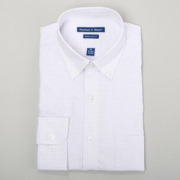 Mens Preswick & Moore(R) Luxury Lavender & White Plaid Dress Shirt