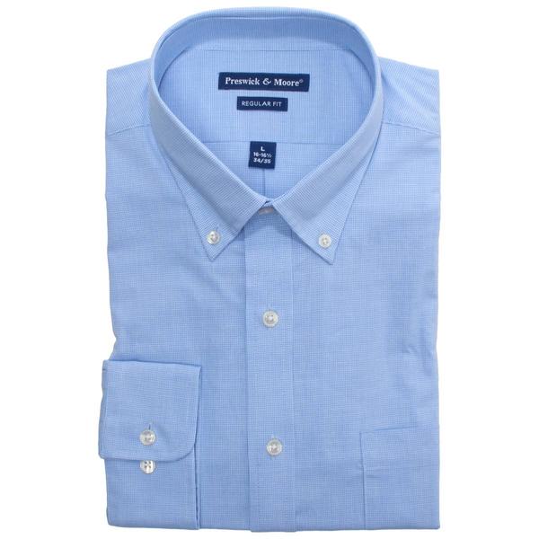 Mens Preswick & Moore(R) Cotton Regular Fit Dress Shirt - Blue