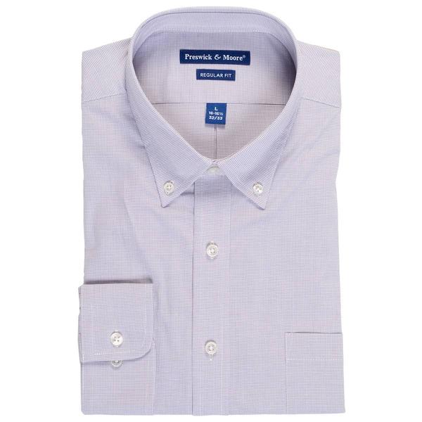 Mens Preswick & Moore(R) Cotton Regular Fit Dress Shirt - Grey