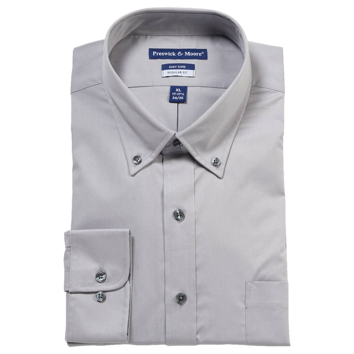 Mens Preswick & Moore(R) Twill Dress Shirt - Dapple Grey Solid