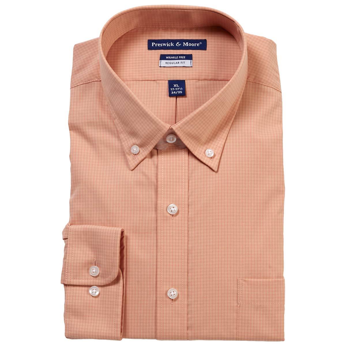 Mens Preswick & Moore(R) Regular Fit Stretch Dress Shirt-Cantaloupe