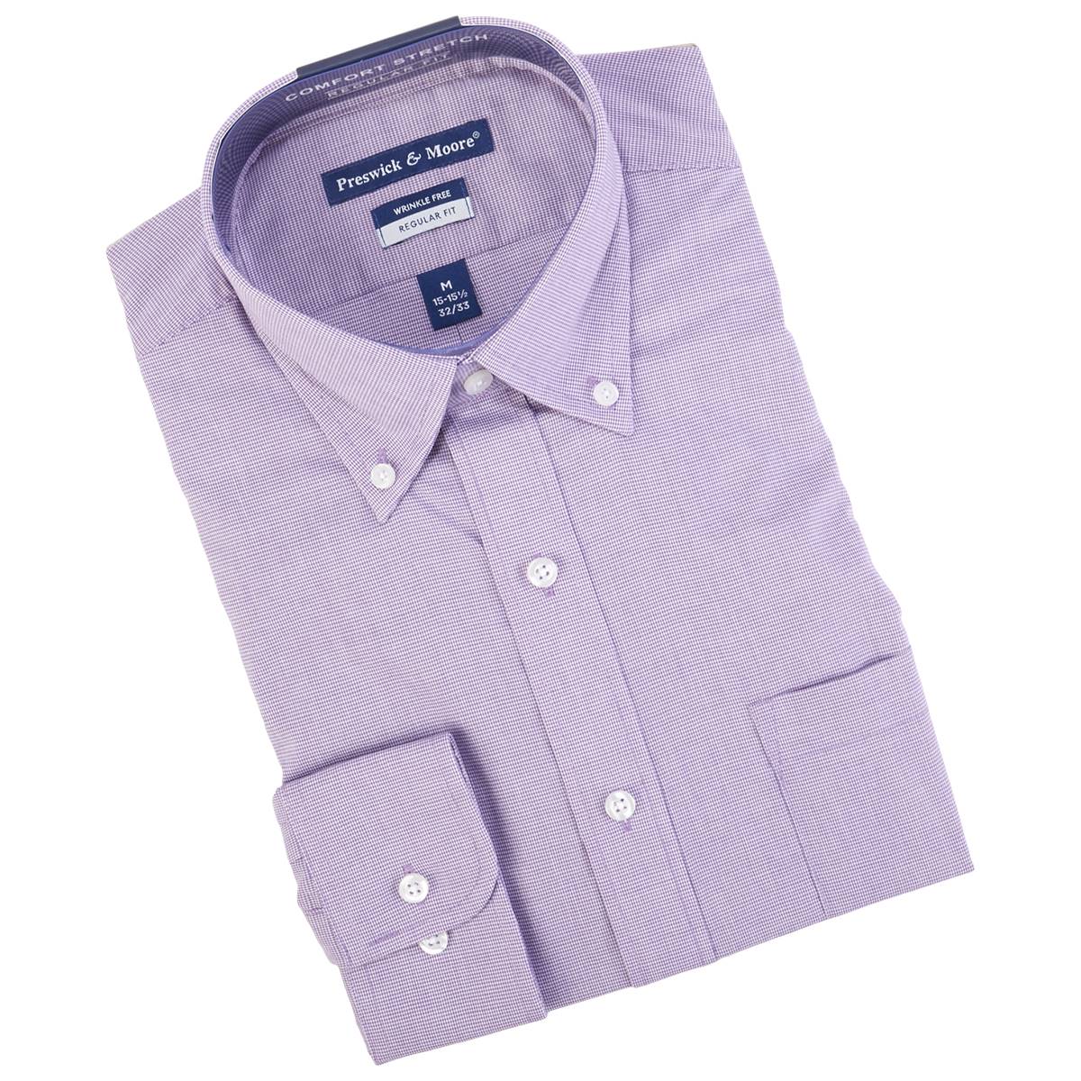 Mens Preswick & Moore(R) Comfort Stretch Dress Shirt - Gingham