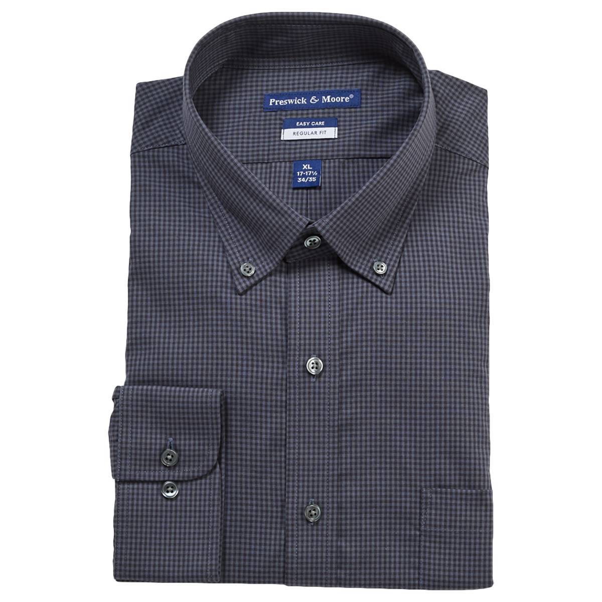 Mens Preswick & Moore(R) Twill Dress Shirt - Black Checkered