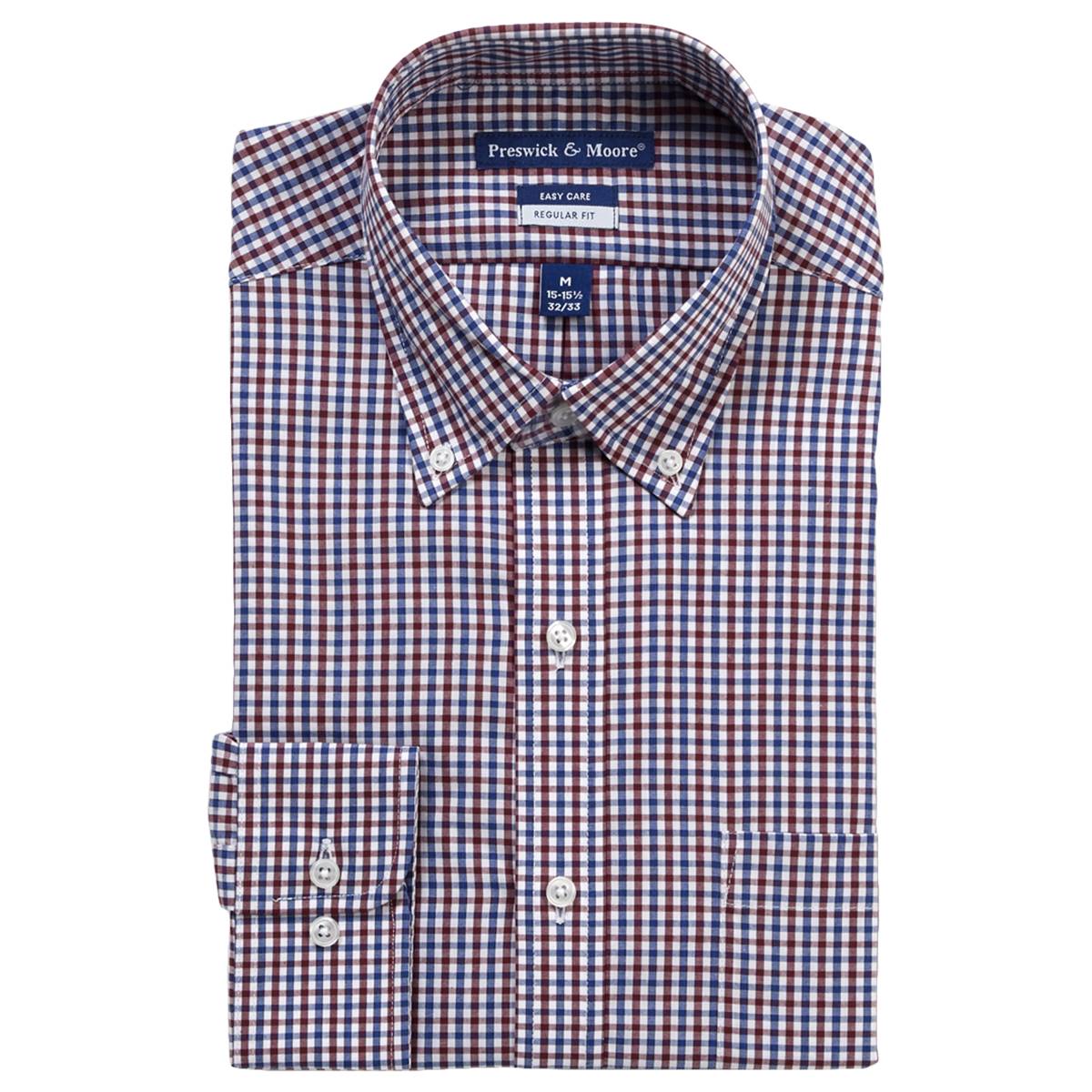 Mens Preswick & Moore(R) Regular Fit Stretch Dress Shirt - Blue/Red