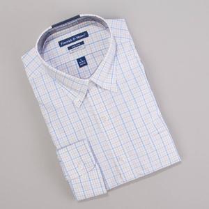 Mens Preswick & Moore(R) Regular Fit Plaid Dress Shirt - Tan/Blue