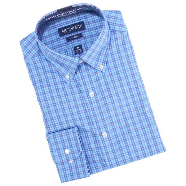 Mens Architect(R) High Performance Dress Shirt - Blue/Pink Plaid