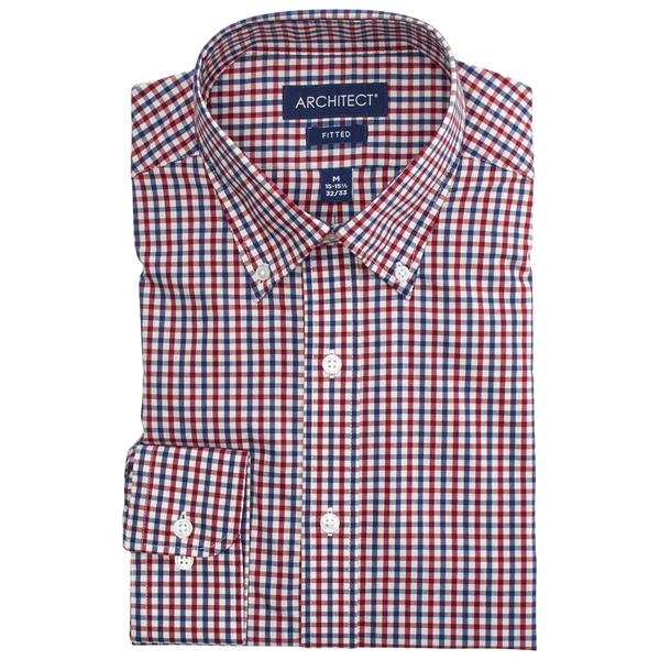 Mens Architect(R) Performance Fitted Dress Shirt - Red/Blue