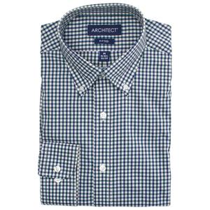 Mens Architect(R) Fitted Checkered Dress Shirt - Green/Blue