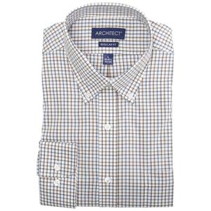 Mens Architect(R) High Performance Check Dress Shirt - Navy/Brown