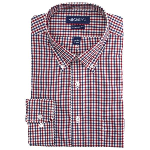 Mens Architect(R) Performance Regular Fit Dress Shirt - Red/Blue