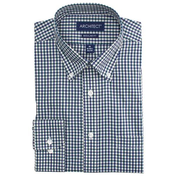 Mens Architect(R) Performance Regular Fit Dress Shirt - Green/Blue