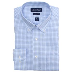 Mens Architect(R) Performance Regular Fit Dress Shirt - Blue Plaid