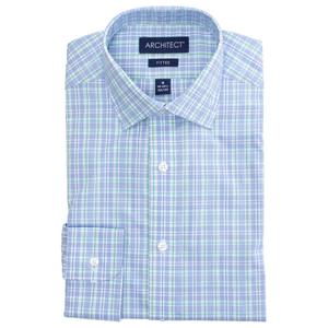 Mens Architect(R) Fitted Plaid Dress Shirt - Blue/Green