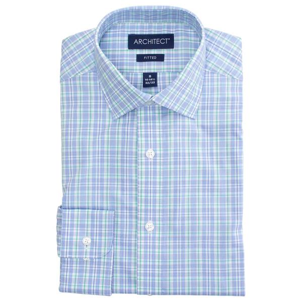 Mens Architect(R) Fitted Plaid Dress Shirt - Blue/Green