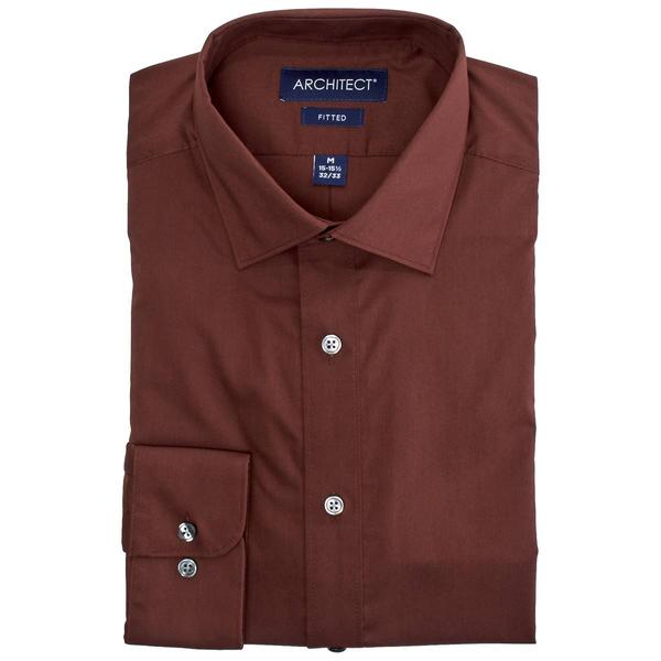 Mens Architect(R) Long Sleeve Fitted Dress Shirt - Dark Chestnut