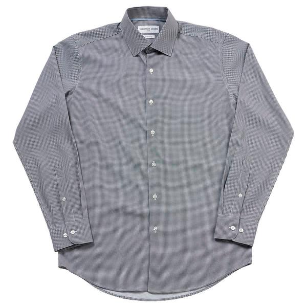 Mens Christian Aujard Plaid Fitted Dress Shirt - Black/White