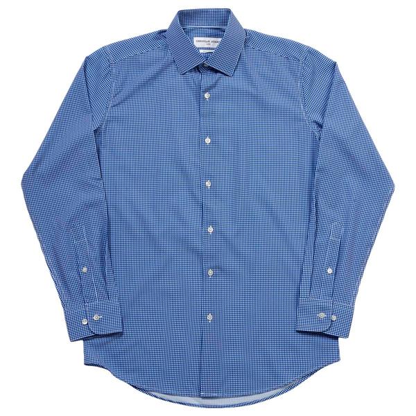 Mens Christian Aujard Fitted Dress Shirt - Blue Gingham